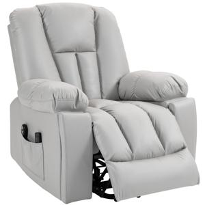 HOMCOM Massage Relaxfauteuil voor Ouderen, Afstandsbediening, Zijzakken, 94 cm x 96 cm x 106 cm, Grijs