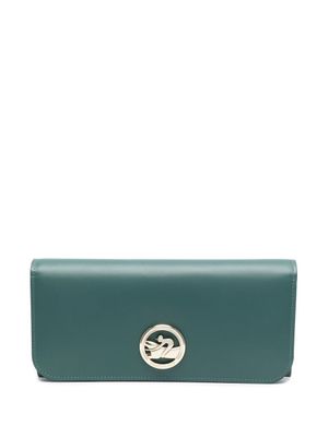 Longchamp porte-monnaie continental à patch logo - Vert