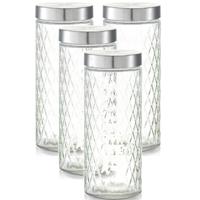 Zeller keuken voorraadpotten / bewaarpotten - 4x - 2000 ml - geruit glas - 11 x 27 cm