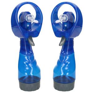 Gerimport waterspray ventilator - 2x stuks -blauw - 27 cm - voor verkoeling in de zomer