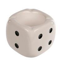 Asbak dobbelsteen - buiten/binnen - wit - 8 x 8 x 8 cm - keramiek
