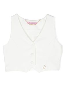 Miss Blumarine gilet à plaque logo - Blanc