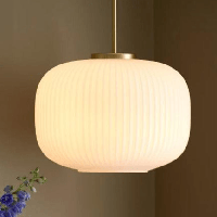 Grote hanglamp messing & opaalglas met ingebouwde E27 fitting &apos;Nordlux Milford 30 cm