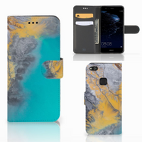 Huawei P10 Lite Bookcase Marble Blue Gold - thumbnail