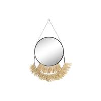 Wandspiegel DKD Home Decor Zwart Gouden Natuurlijk Franjes Boho 55 x 2,5 x 83 cm - thumbnail