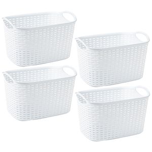 Opbergmand/kastmandje - 4x stuks - 6,4 liter - ivoor wit - kunststof - 19 x 29 x 18 cm