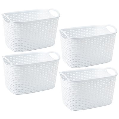 Opbergmand/kastmandje - 4x stuks - 6,4 liter - ivoor wit - kunststof - 19 x 29 x 18 cm