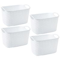 Opbergmand/kastmandje - 4x stuks - 6,4 liter - ivoor wit - kunststof - 19 x 29 x 18 cm
