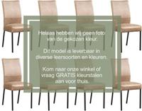 Set van 8 Gele leren moderne eetkamerstoelen Real - poot vierkant zwart - Toledo Leer Leem (geel leer)