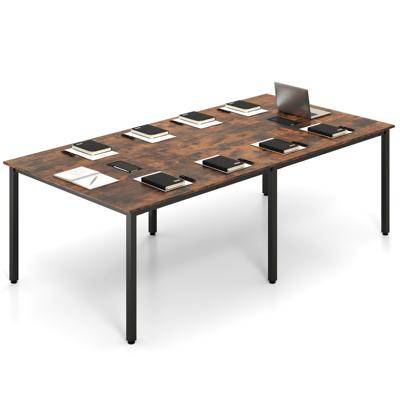 Conferentietafel met 2 Kabeldoorvoeren Vergadertafel voor Maximaal 10 Personen Rustiek Bruin