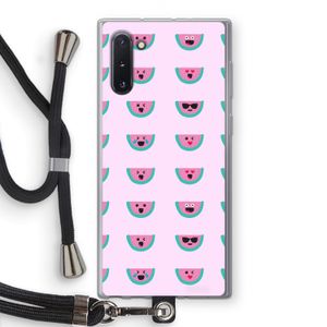 Smiley watermeloenprint: Samsung Galaxy Note 10 Transparant Hoesje met koord