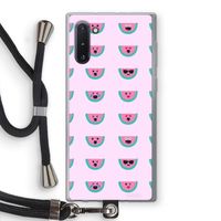 Smiley watermeloenprint: Samsung Galaxy Note 10 Transparant Hoesje met koord