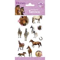 Funny Products kindertattoos Horses junior papier 12 stuks