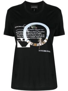 Emporio Armani t-shirt en coton à slogan imprimé - Noir