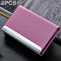 2 PC's Lichi textuur visitekaartje houder Credit Card ID Case Holder(Pink)