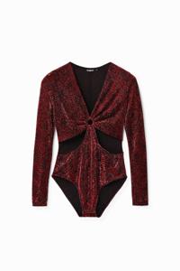 Glimmende body met cut-out - RED - S