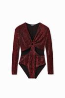 Glimmende body met cut-out - RED - M - thumbnail