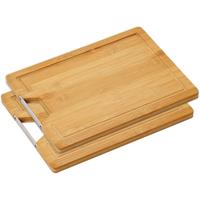 Bamboe houten groente/vlees snijplank - 2x - 23 x 33 cm - Horeca kwaliteit - Handvat - Sapgroef