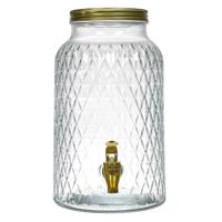 Home Deco Factory Drankdispenser - 6 liter - glas - limonadetap - waterdispenser