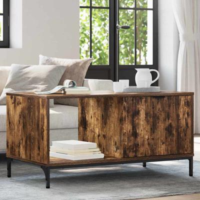 Salontafel Gerookt eiken 90 x 49 x 46 cm Bewerkt hout