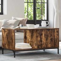 Salontafel Gerookt eiken 90 x 49 x 46 cm Bewerkt hout