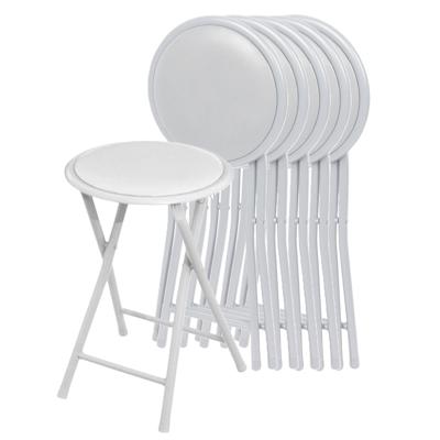 Urban Living Bijzet krukje - 6x - wit - metaal - 30 x 45 cm - inklapbaar - woonaccessoires