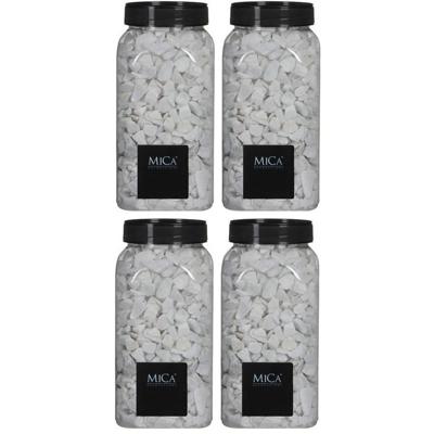 Mica Decorations decoratie steentjes - 4x - wit - 1 kilo - 650ml - hobby steentjes