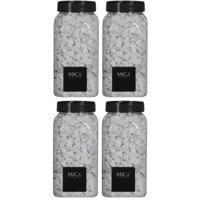 Mica Decorations decoratie steentjes - 4x - wit - 1 kilo - 650ml - hobby steentjes