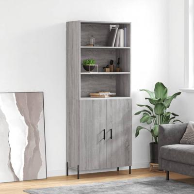 Hoge kast 69,5x34x180 cm bewerkt hout grijs sonoma eikenkleurig