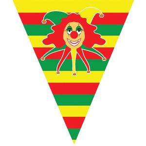 3x stuks carnaval thema vlaggenlijn slingers met clowntje - Vlaggenlijnen
