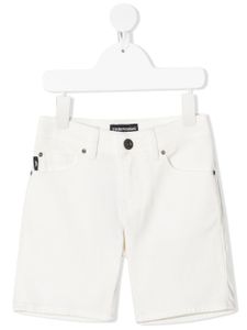 Emporio Armani Kids short en jean à plaque logo - Blanc