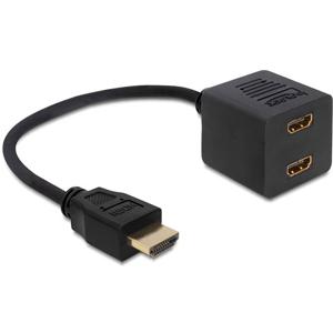 Delock 65226 HDMI Adapter [1x HDMI-stekker - 2x HDMI-bus] Zwart 12.00 cm