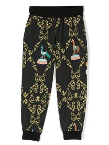 Roberto Cavalli Junior pantalon de jogging à imprimé Art Déco - Noir