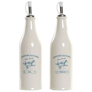 Set van 2x stuks stenen azijn en olie flessen met schenktuit - 400 ml