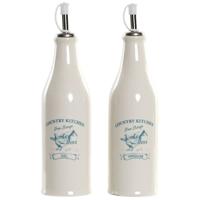 Set van 2x stuks stenen azijn en olie flessen met schenktuit - 400 ml