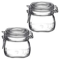 Voorraad/weckpot - 2x stuks - transparant - glas - 10 x 10 cm - 500 ml - Bormioli Rocco