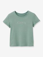 T-shirt met boodschap in Liberty® CYRILLUS stof van biologisch katoen blauwgroen