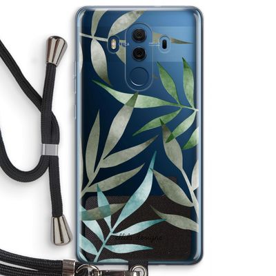 Tropical watercolor leaves: Huawei Mate 10 Pro Transparant Hoesje met koord