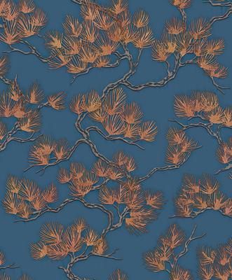 Dutch Wallcoverings Wall Fabric/Bs1 Pine Tree Blue - Blauw