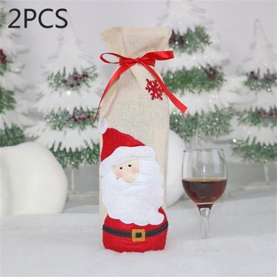 2 stuks CX20215 Santa Claus patroon wijn fles tas kerst decoratie
