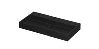 Wastafel United Porselein met 1 kraangat incl. porseleinen click plug en verborgen overloop systeem 90 cm x 45 cm x 11 cm Mat zwart 0206054