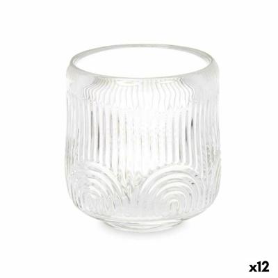 Kaarshouder Strepen Transparant Kristal 9 x 9,5 x 9 cm (12 Stuks)