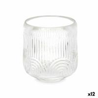 Kaarshouder Strepen Transparant Kristal 9 x 9,5 x 9 cm (12 Stuks)