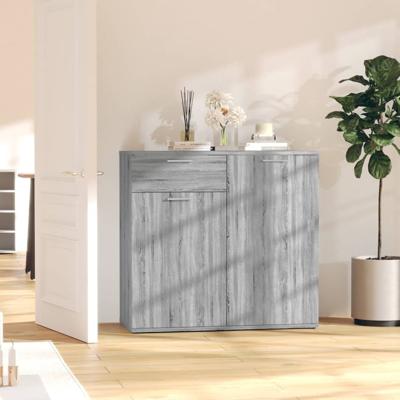 Dressoir 80x36x75 cm bewerkt hout grijs sonoma eikenkleurig