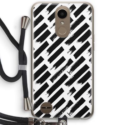 Zwarte vegen: LG K10 (2017) Transparant Hoesje met koord