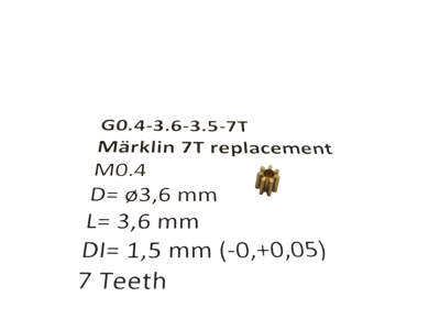 micromotor G0.4-3.6-3.5-7T tandwiel voor Marklin micromotor G0.4-3.6-3.5-7T tandwiel voor Marklin