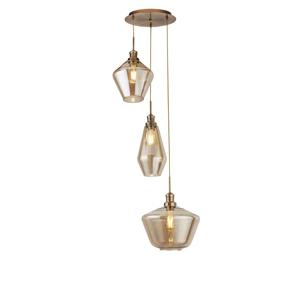 Searchlight Vide hanglampMia 3-lichts koperbrons met amber glas - 5423-3AB