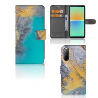 Sony Xperia 10 IV | Bookcase | Marble Blue Gold
