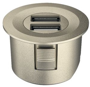 USB lader inbouw 2A rond mat vernikkeld