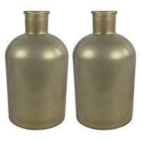 2x Stuks Countryfield Vaas - mat goud glas - Apotheker fles - D14 x H27 cm - thumbnail